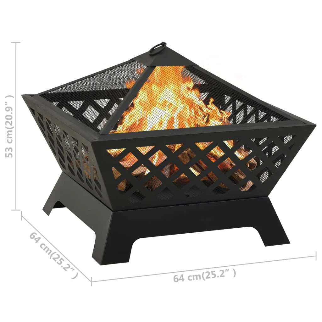 Braciere con attizzatoio 64 cm XXL acciaio nero 02_0005958