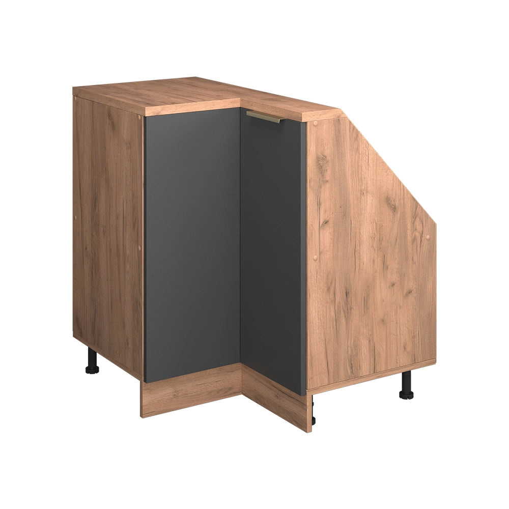 Mobile cucina angolare per sottotetto R-Line Antracite-oro/Rovere dorato 75.6 cm con 1 porta Vicco