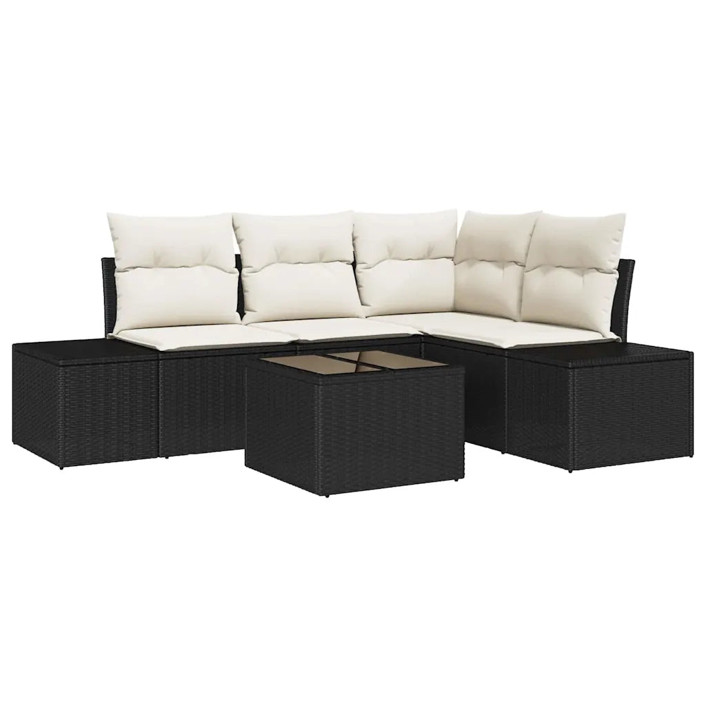 Set Divano da Giardino 5 pcs Nero polyrattan 3347047