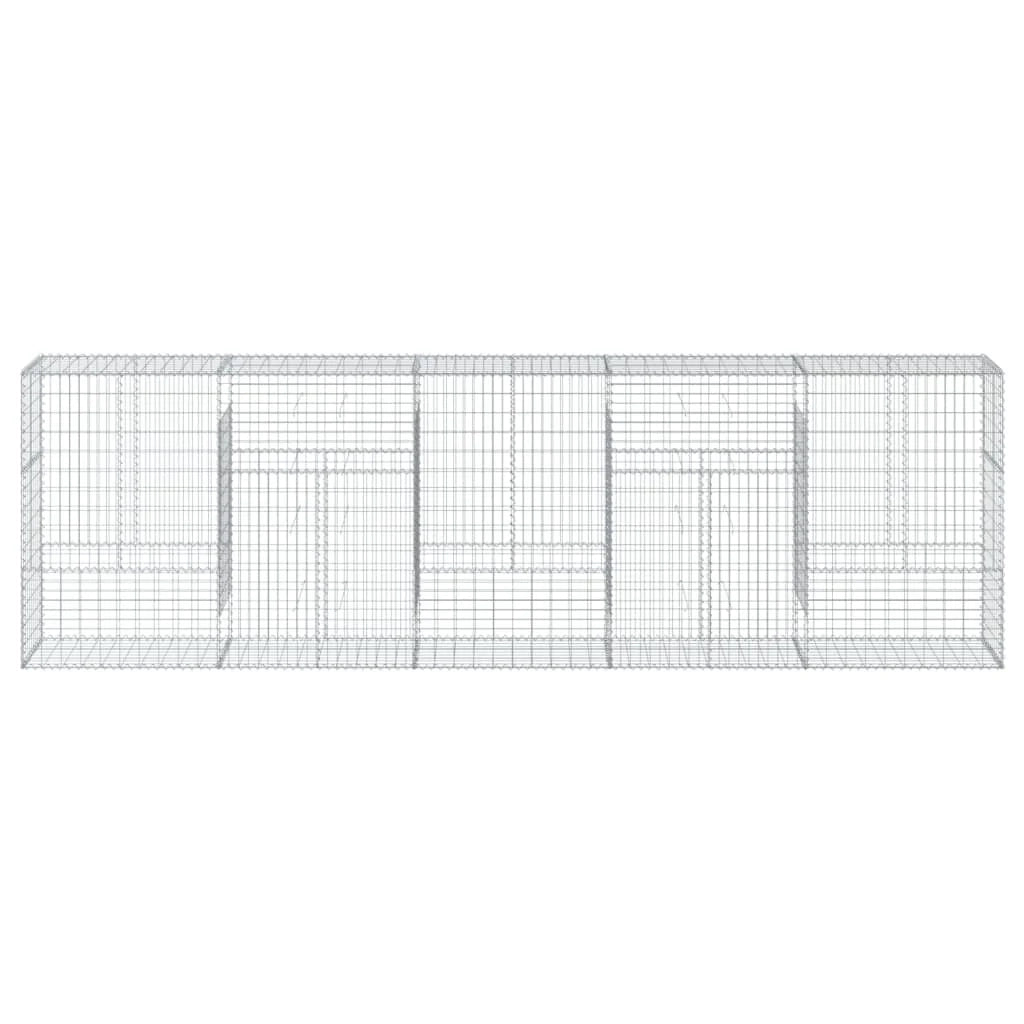 Gabbione recinto a gabbia muro di contenimento con coperchio 500 x 50 x 150 cm ferro zincato argento 02_0040174