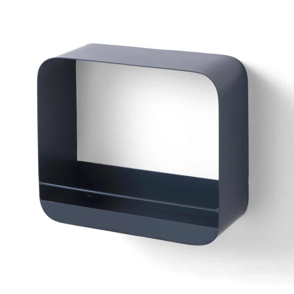 Mensola da parete JASPER in metallo nero e piano in vetro fumé