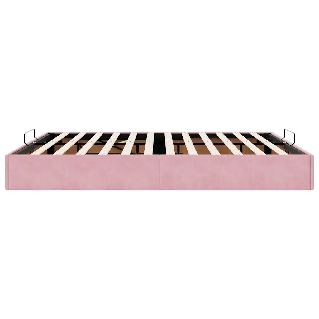 Struttura Letto Pouf senza Materasso-Giroletto Rosa 200x200 cm in Velluto