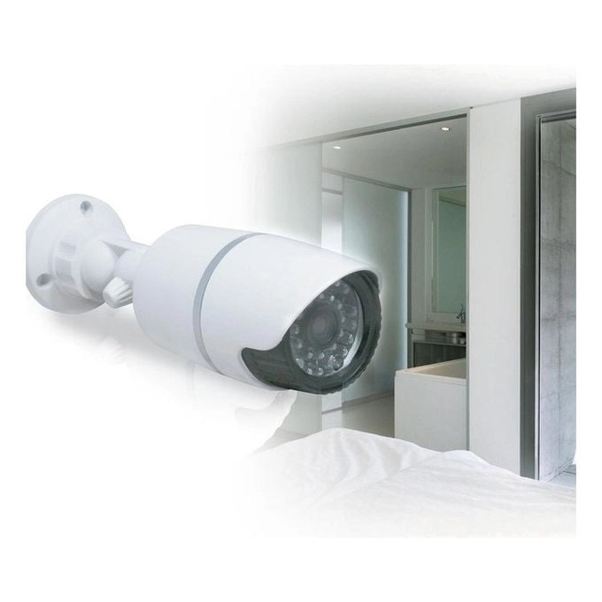 Avidsen 123043 Telecamera Finta Bullet per Interno ed Esterno LED Lampeggiante Snodo Regolabile 180° colore Bianco