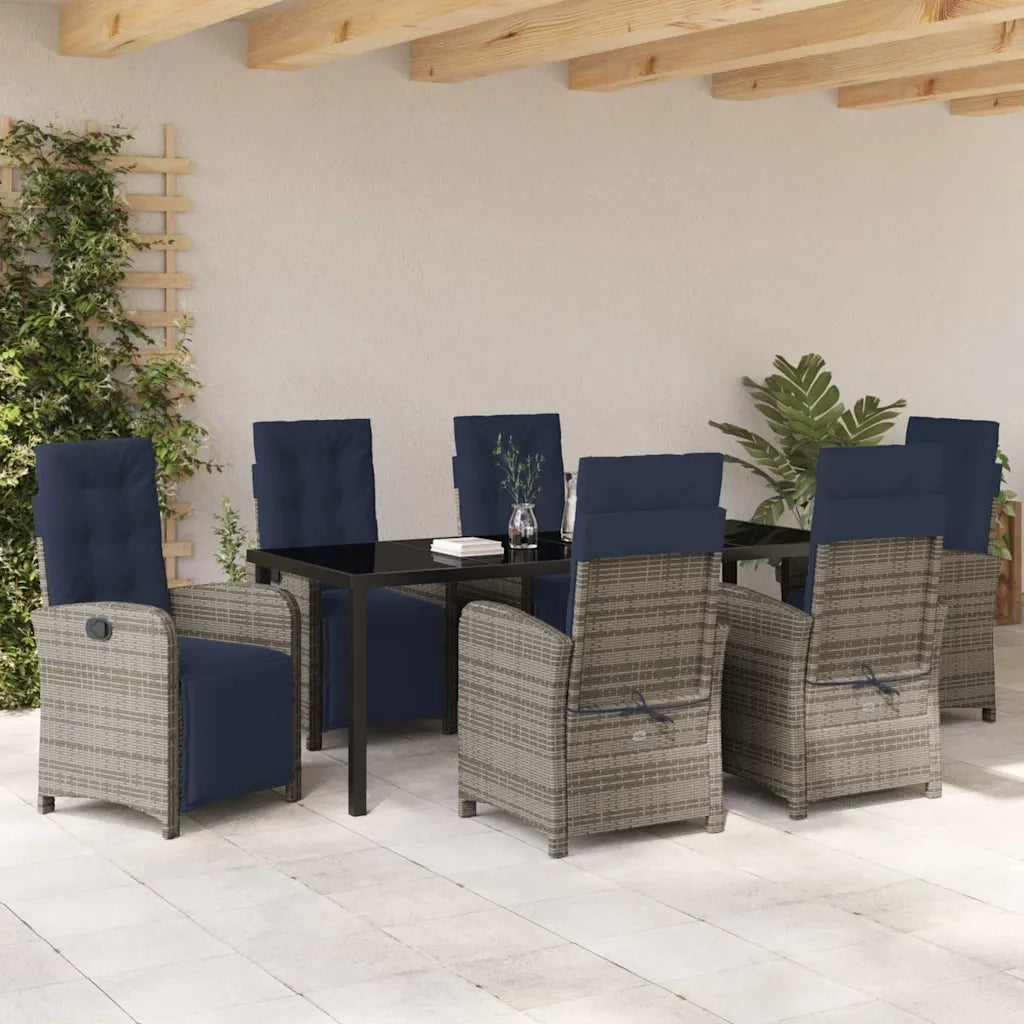 vidaXL Set da Pranzo per Giardino 7 pcs Grigio polyrattan