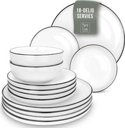 Servizio da Tavola per 6 Persone - 18-Delicato Porcellana Bianca - Adatto per Lavastoviglie e Microonde - Elegante Cucina da Tavola