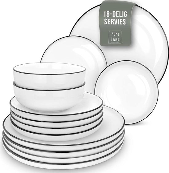Servizio da Tavola per 6 Persone - 18-Delicato Porcellana Bianca - Adatto per Lavastoviglie e Microonde - Elegante Cucina da Tavola