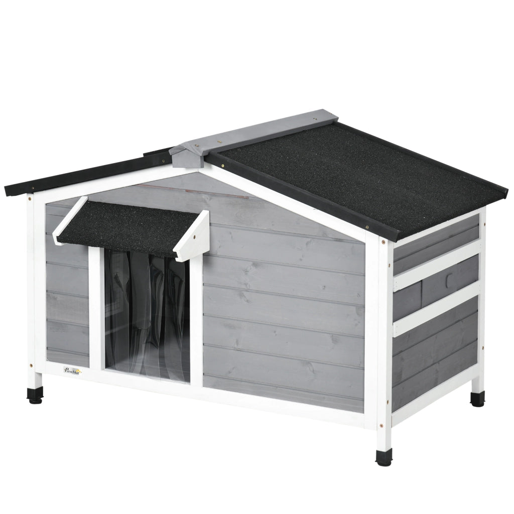Cuccia per Cani in Legno ¨C Xylo ¨C Tetto Bituminoso Base Estraibile 97x72x65 cm Grigio