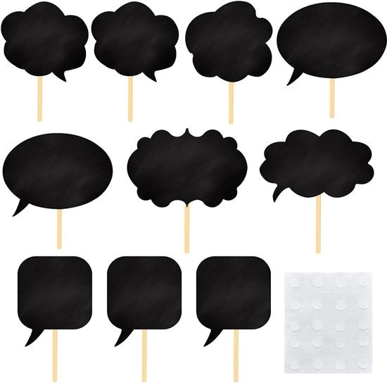 Kit di decorazione per foto 10 pezzi - Carte nere vuote - Spine in legno - Produzione creativa - Decorazione di festa - Carta ecologica