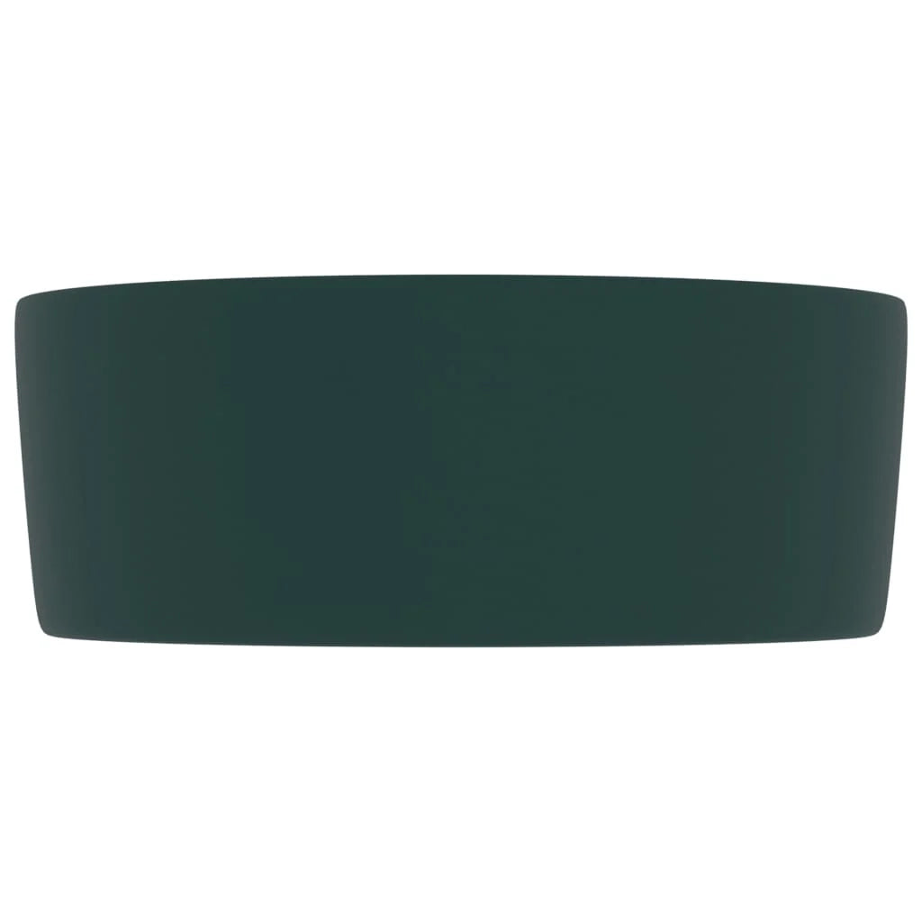 Lavabo da appoggio rotondo di lusso lavabo da bagno guardaroba cucina arredamento per la casa 40 x 15 cm ceramica verde scuro opaco 02_0002756