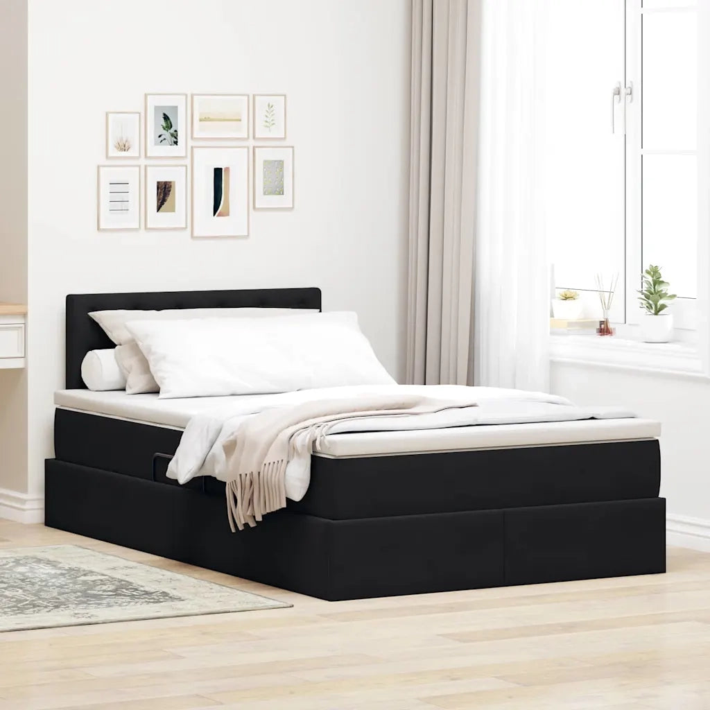 Letto con Contenitore con materasso Nero 120 x 200 cm Velluto 3370871
