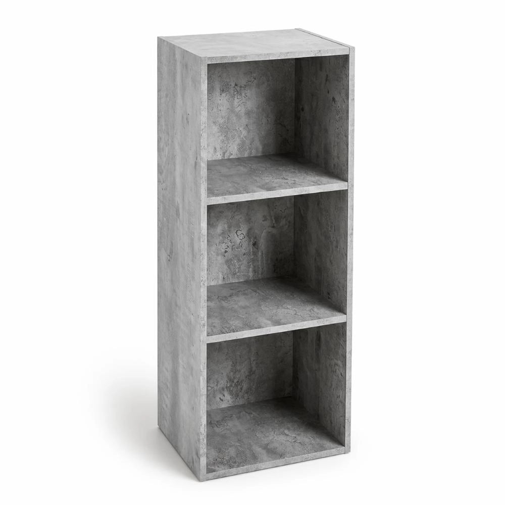Libreria Scaffale Modulo Aperto 3 Ripiani Portaoggetti 30x24x80H cm Cemento LIB03