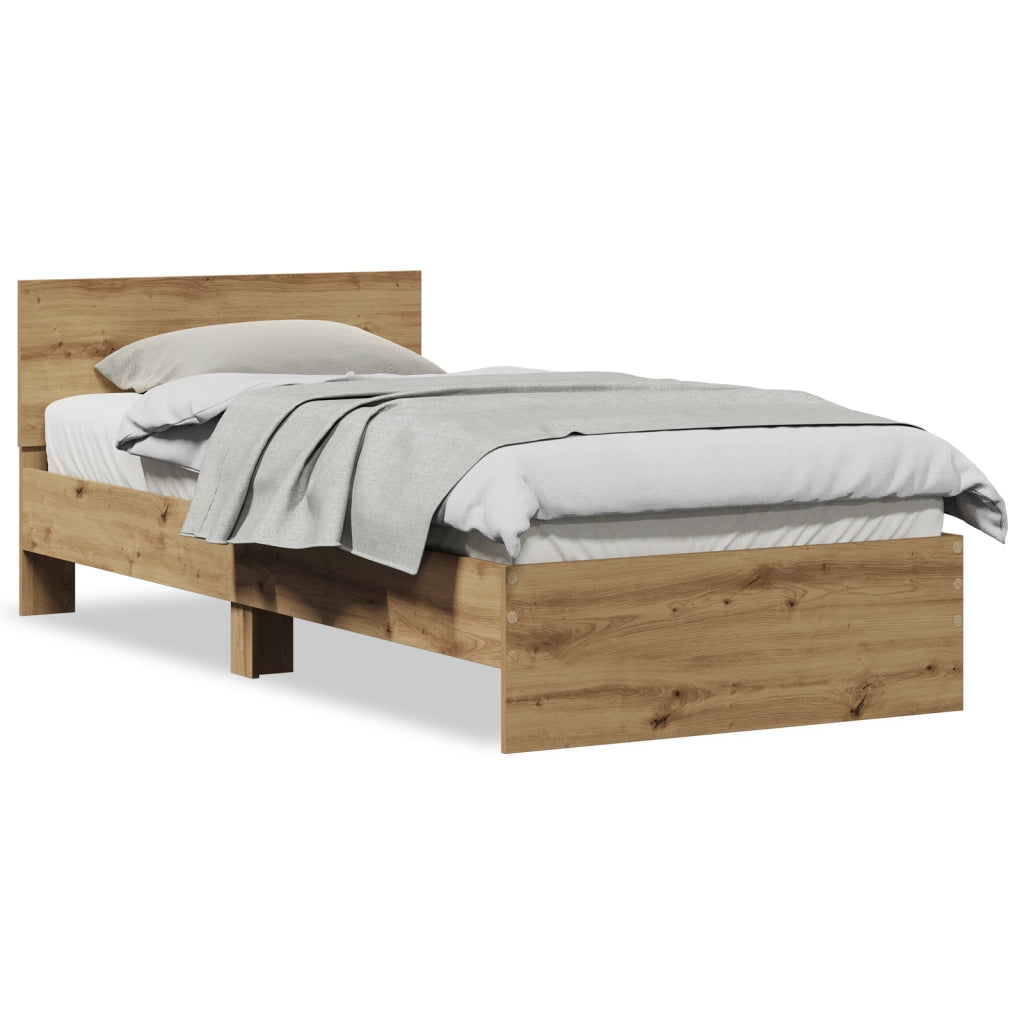 Struttura Letto senza Materasso e Testiera Rovere Artigianale 90x200 cm