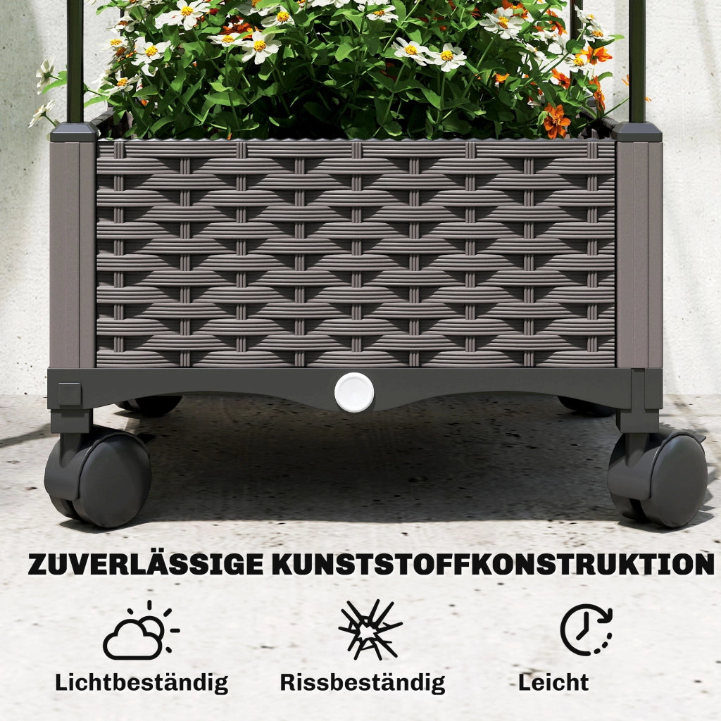 Vaso da fiori mobile con graticcio per piante rampicanti ¨C zephmum ¨C 40x40x185 cm