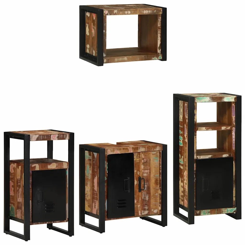 vidaXL Set di mobili per il bagno 4 pcs Legno massello riciclato