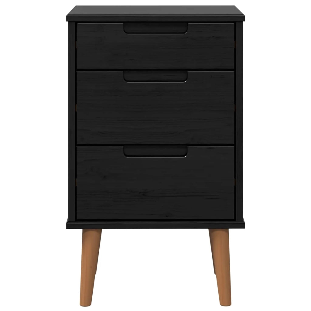 Armadio da Notte Nero 40 x 35 x 65 cm Legno di pino massiccio 42020933