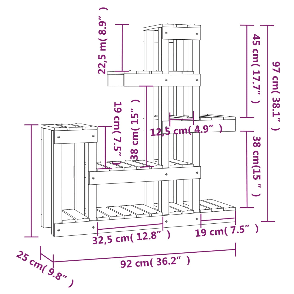 Supporto per Piante 92x25x97 cm in Legno Massello di Pino 822102