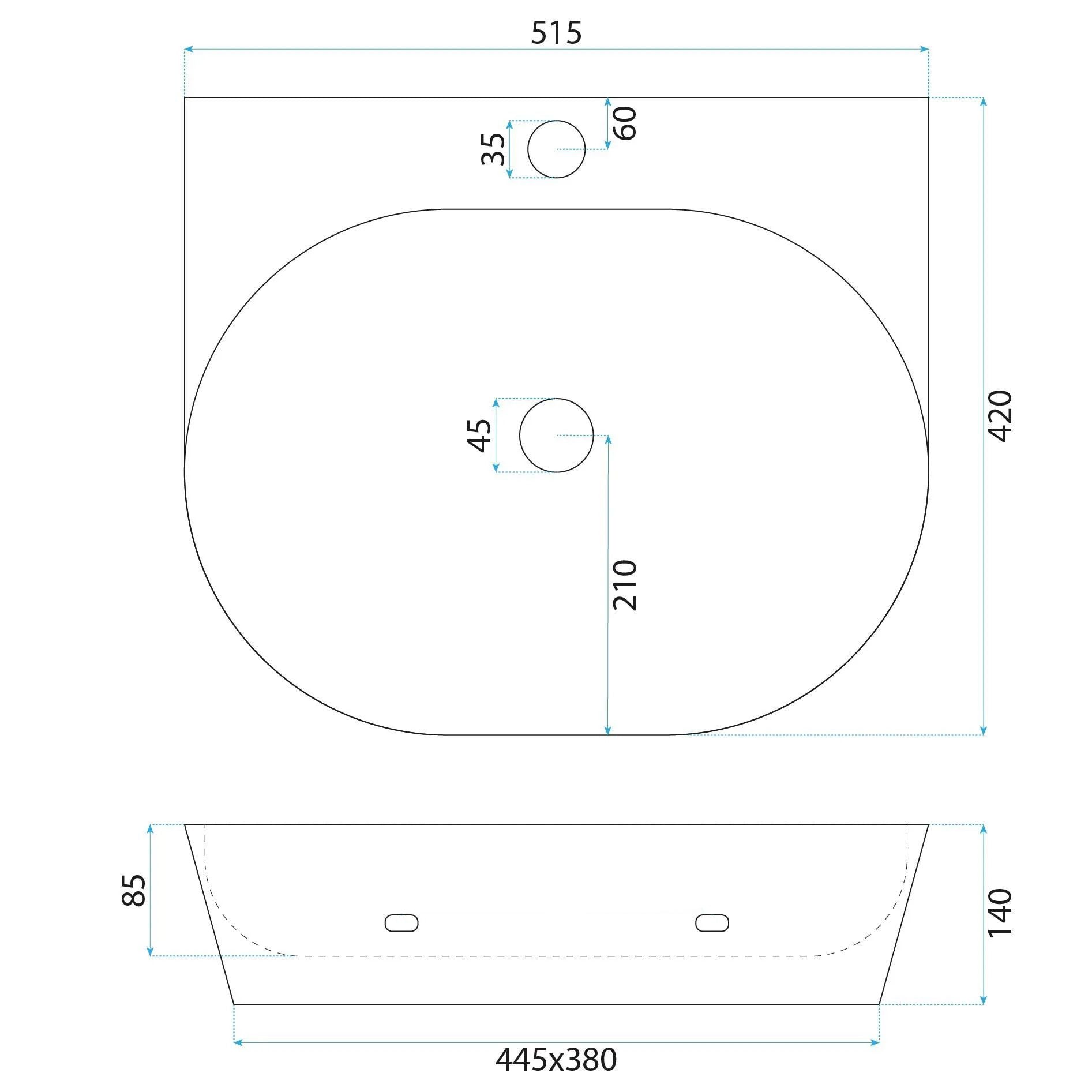 Lavabo Da Appoggio In Ceramica Rea Kim 52