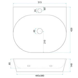 Lavabo Da Appoggio In Ceramica Rea Kim 52