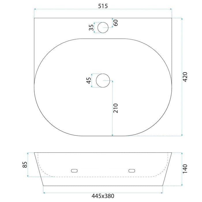 Lavabo Da Appoggio In Ceramica Rea Kim 52