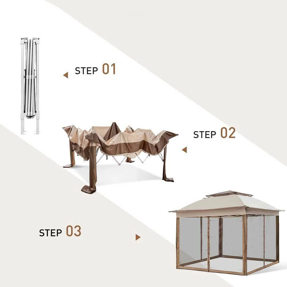 Gazebo 3x3 Mt Pieghevole Impermeabile con Tende Zanzariere e Borsa x trasporto