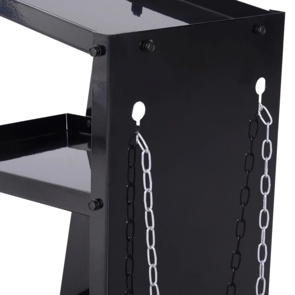EasyComfort Carrello Porta Utensili a 3 Ripiani con 2 Catene di Sicurezza, in Acciaio, 71x39x70 cm, Nero