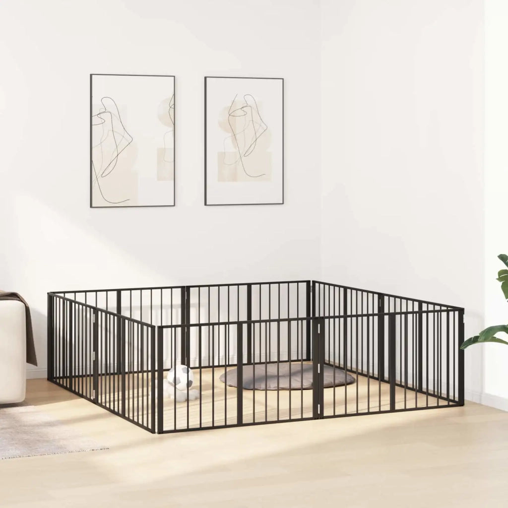 Cancello per cani 8 pcs Nero 100 x 60 cm Acciaio zincato 891999