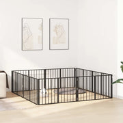 Cancello per cani 8 pcs Nero 100 x 60 cm Acciaio zincato 891999