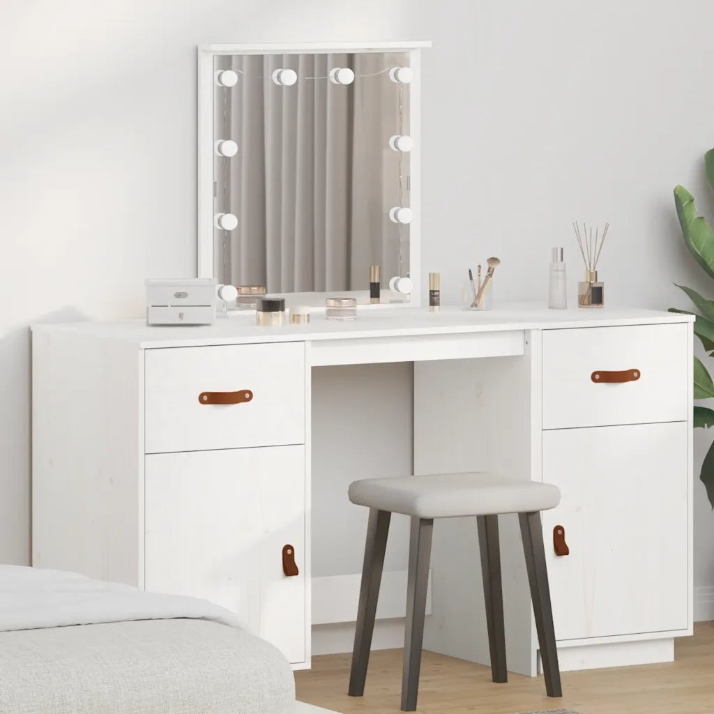 Set Toeletta con LED Bianco in Legno Massello di Pino