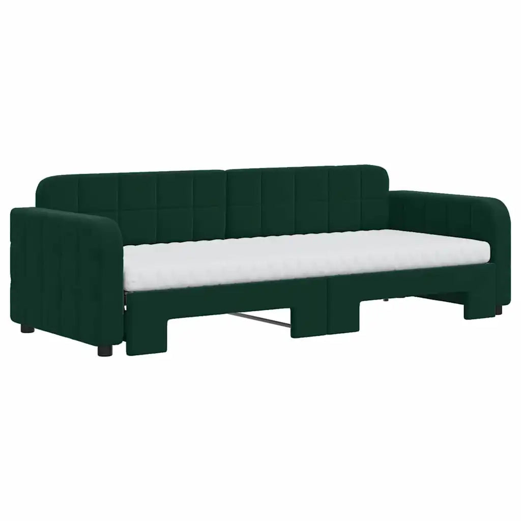 Divano Letto Estraibile Materassi Verde Scuro 80x200 Velluto 3196948