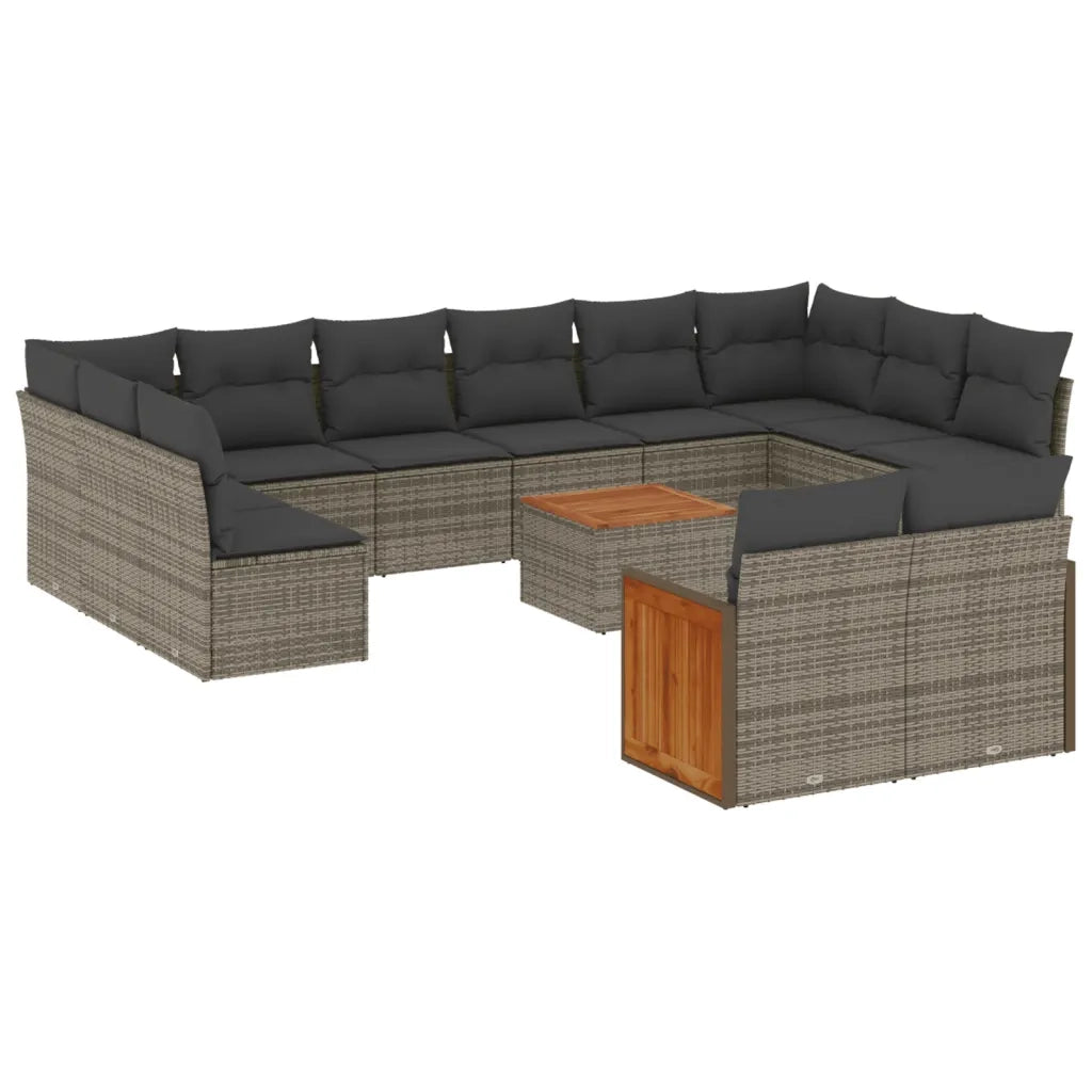 Set Divani da Giardino 13 pz con Cuscini Grigio in Polyrattan 3228132