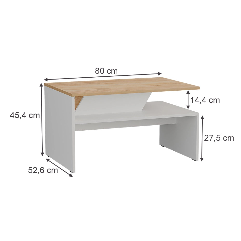 Vicco Tavolino da salotto Bianco/Artisan 80 x 52.6 cm