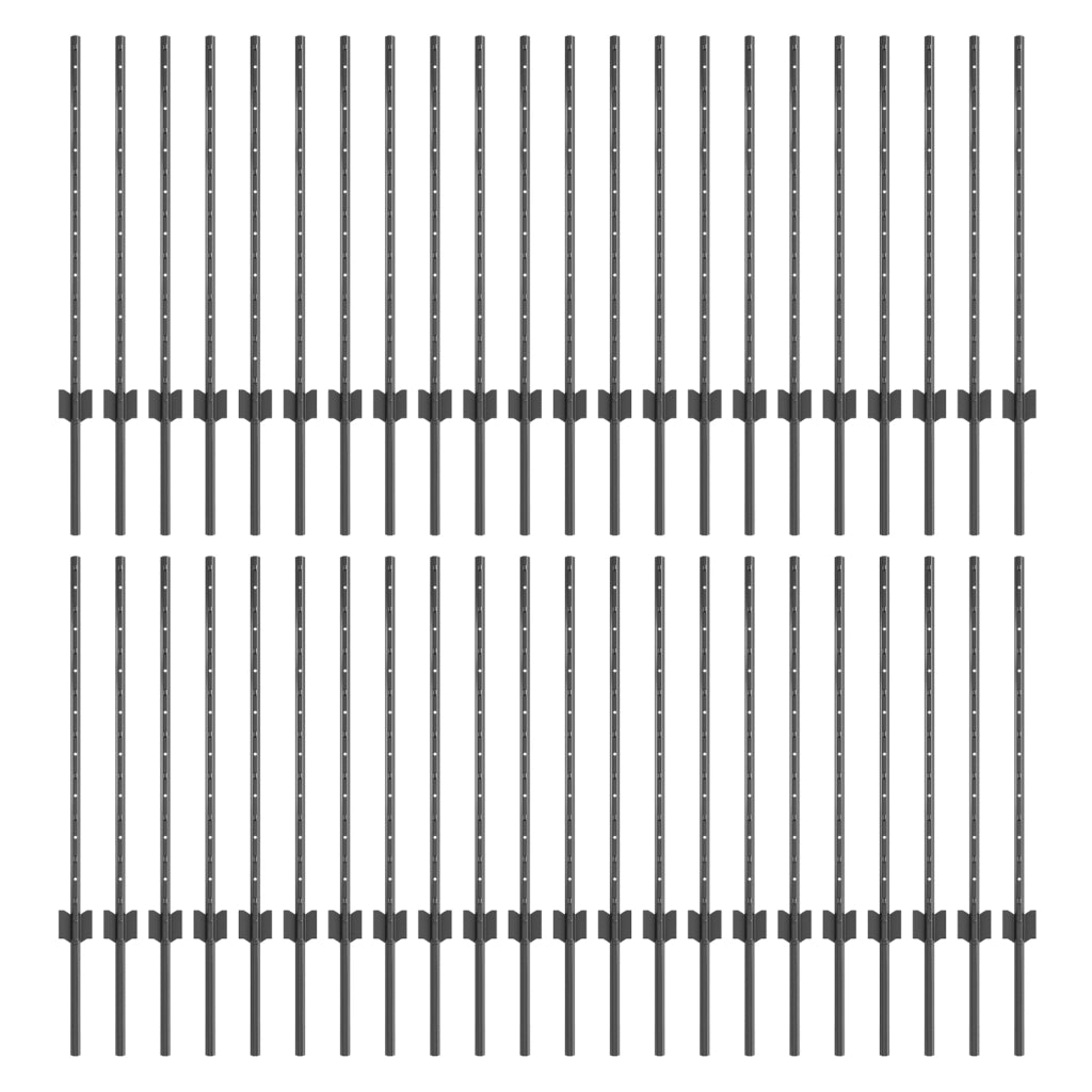 Pali per recinzione 44 pezzi U-Channel grigio 120 cm acciaio