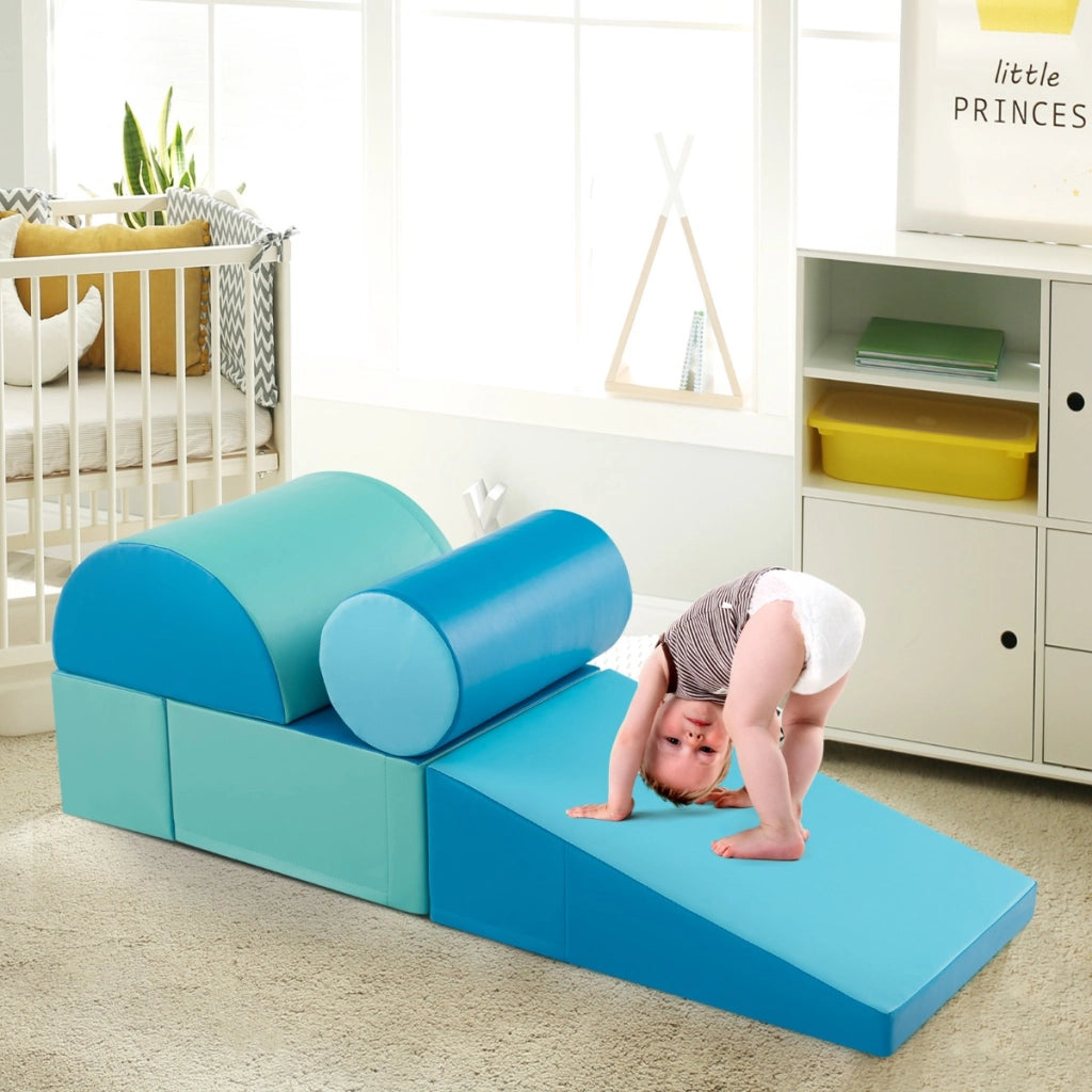 Set di gioco da arrampicata per bambini da 5 pezzi, Strutture di gioco in schiuma impermeabili Blu
