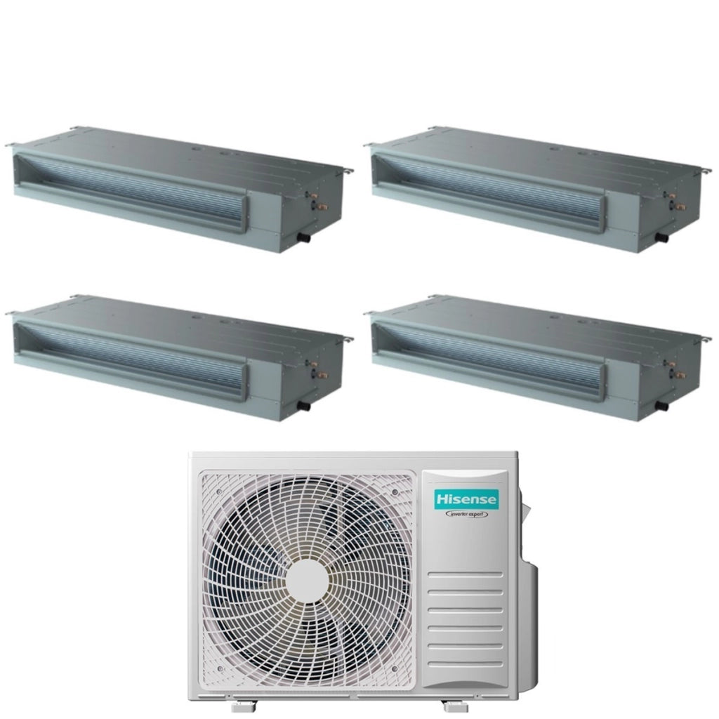 Climatizzatore Condizionatore Hisense Quadri Split Inverter Canalizzato Canalizzabile 9+9+9+12 con 4AMW81U4RJC R-32 Wi-Fi Optional 9000+9000+9000+12000 Con Telecomando di Serie