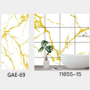 Trade Shop - Pannello Adesivo Effetto Marmo Bianco Dorato Pareti Paraschizzi 300x60 Cm Stanza -