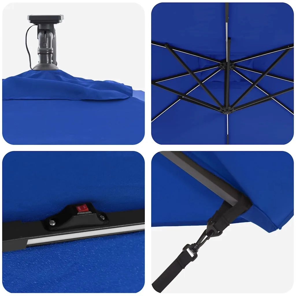 vidaXL Ombrello a bilanciere a forma di banana Blu 249 x 249 x 250 cm