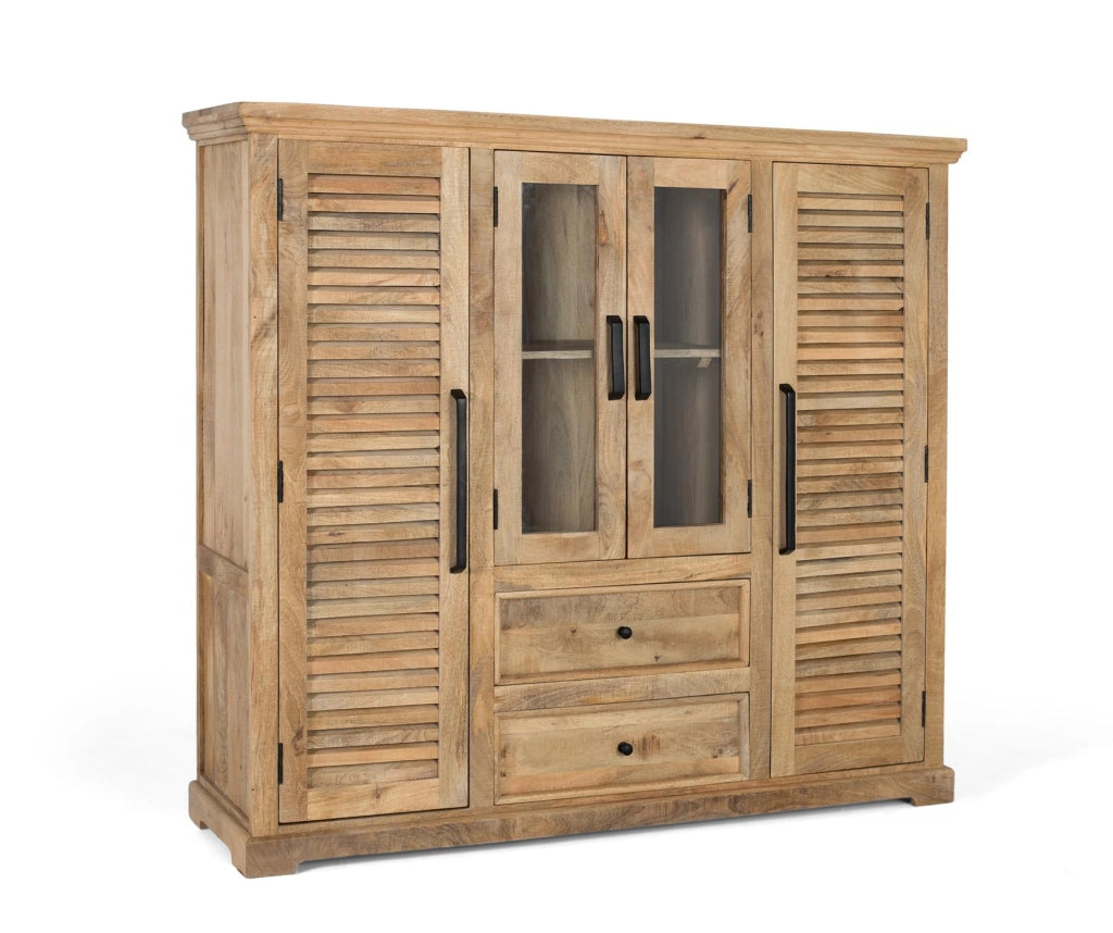 Credenza in legno massello di mango con due ante centrali