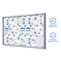 Bacheca con Ante Scorrevoli 160x98,2x5,9 cm in Alluminio Fondo Magnetico Silver