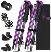 Opvougbili Stanghe da Trekking, Stanghe da Nordic Walking in Alluminio, Regolabili 110-125 cm, Stanghe da Trekking con 4 Pari di Paracarri in Gomma per Trekking, Camminata e Sci