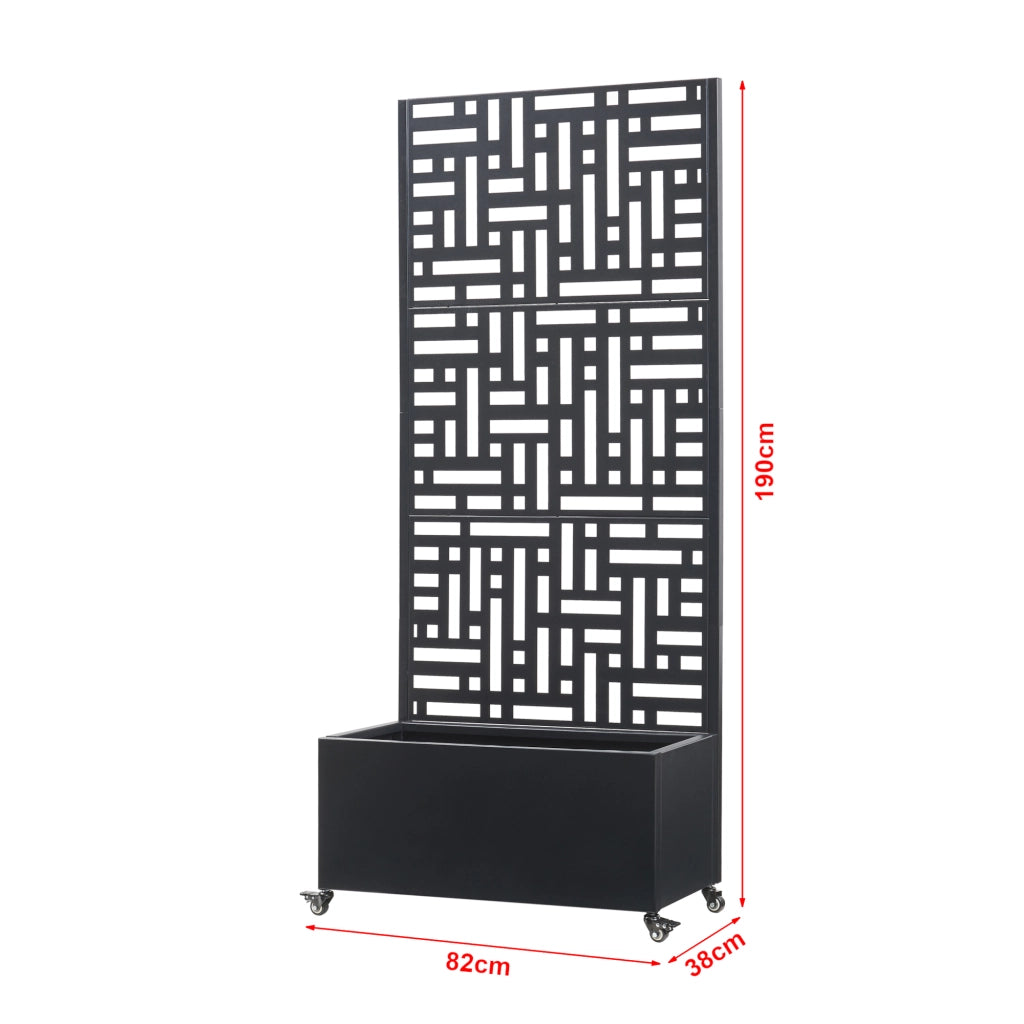 Fioriera con Spalliera Bernalda a 4 Rotelle 190 x 82 x 38 cm - Acciaio Nero casa.pro