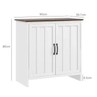 Credenza Cucina Moderna a 2 Ante con Ripiano Regolabile in Legno, 80x39.7x80cm, Bianco