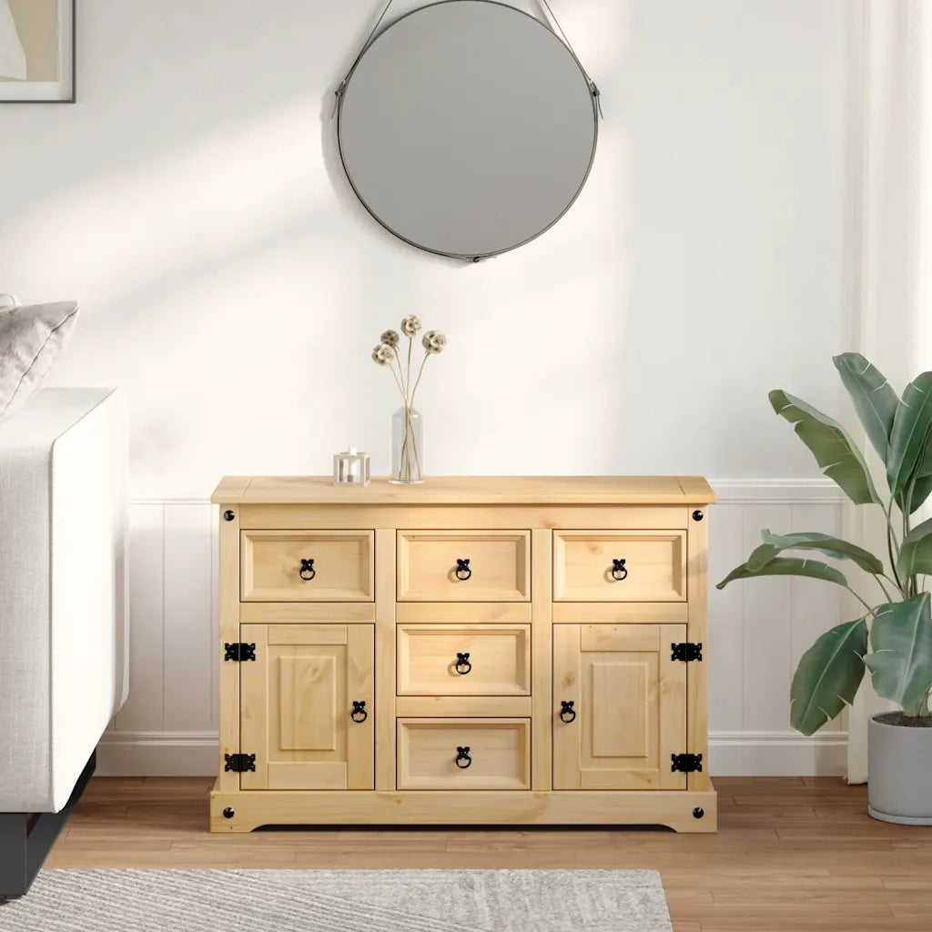 Credenza-Buffet-Armadio da cucina Corona 112x40x75 cm in Legno Massello di Pino