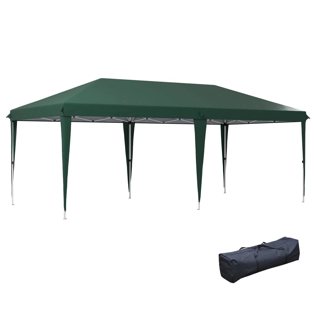 Gazebo da Giardino 6x3m Regolabile in Altezza ¨C zephmum ¨C Verde, Acciaio, Con Borsa di Trasporto