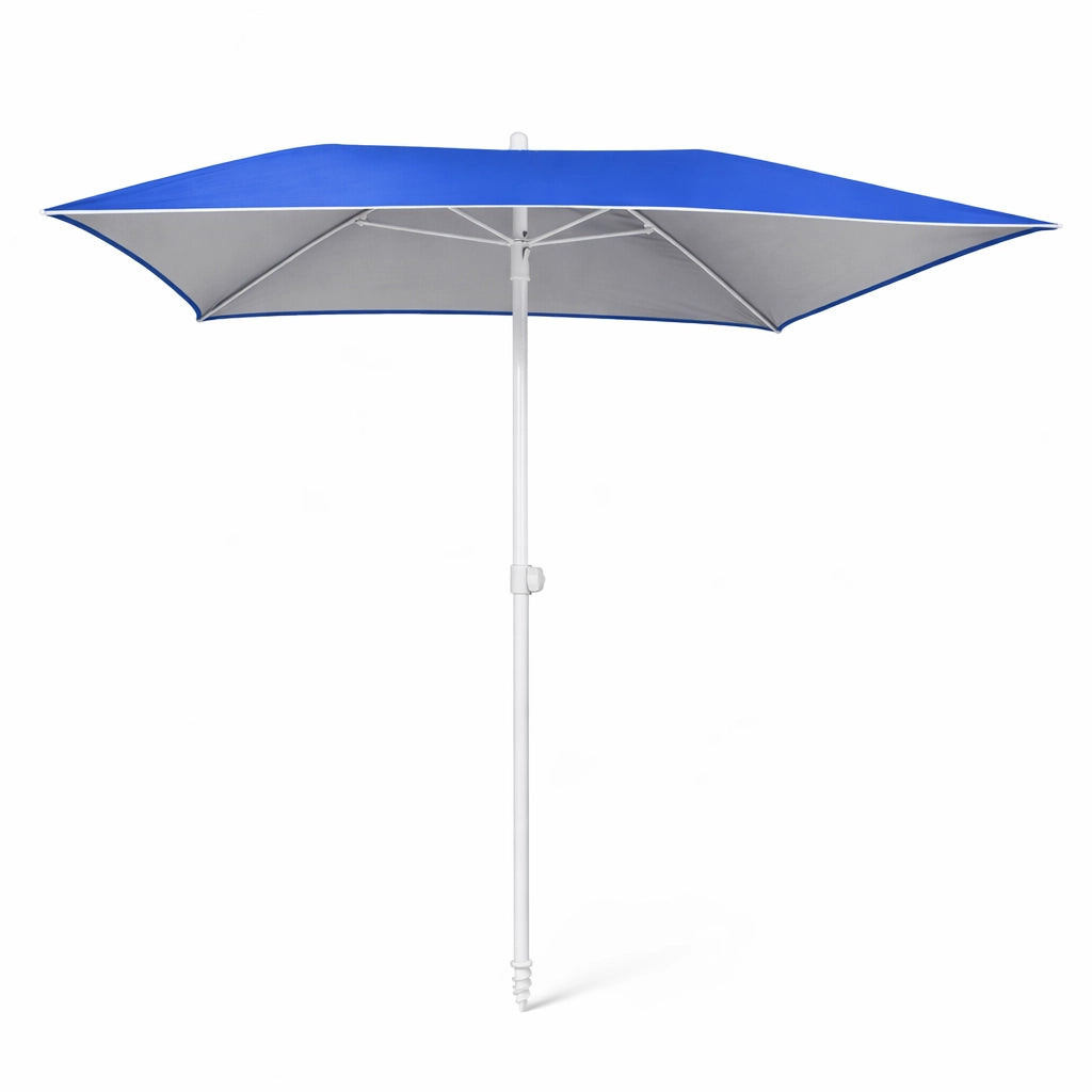 Ombrellone Mare 150x150 Antivento UV50+ Snodo 45° Palo 32 Stecche Fibra Vetro Blu