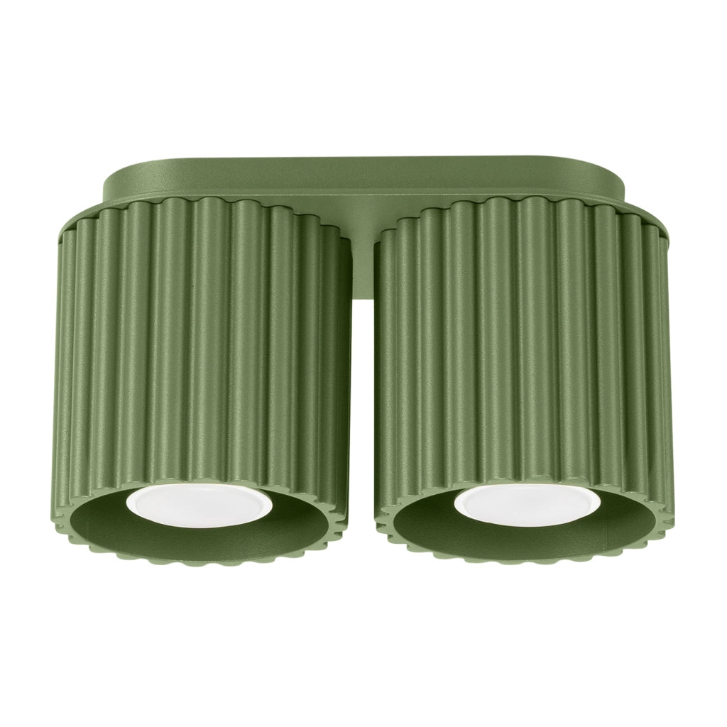 Plafoniera moderna verde oliva ovale 21cm 2 GU10 Pure Lume