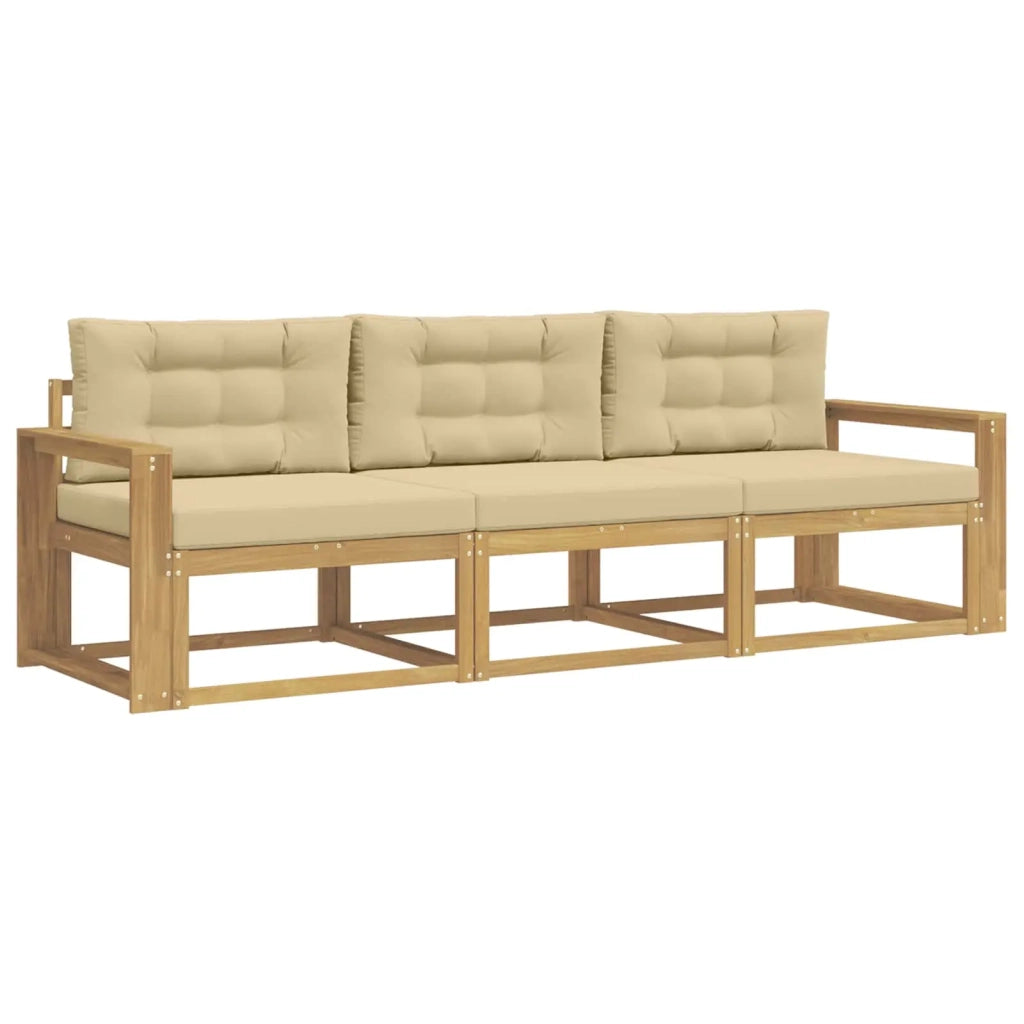 Set di divani da esterno 3 pz Bianco e Beige Poliestere 3385997