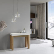 Consolle allungabile 90x40/196 cm Naxy Mix Small piano bianco frassino - struttura quercia natura