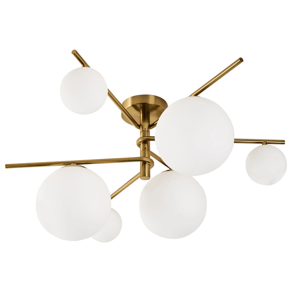 Lampada da soffitto in metallo con 6 paralumi in vetro oro stile glamour