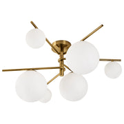 Lampada da soffitto in metallo con 6 paralumi in vetro oro stile glamour
