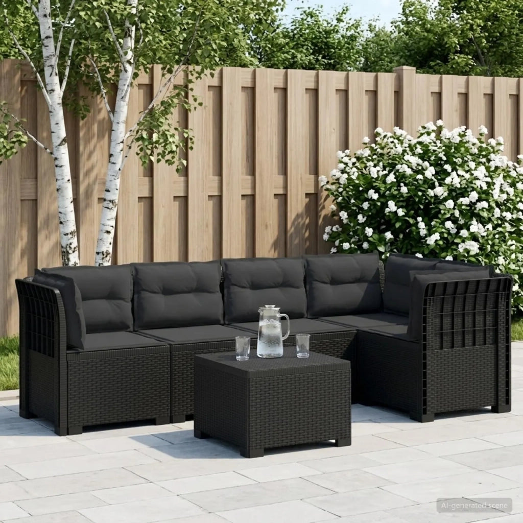 Divano da Giardino 5 Posti con Cuscini Stile Rattan PP 3444087